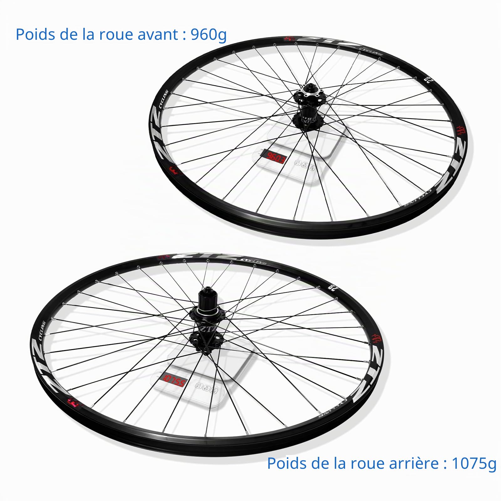 Roues de VTT de 26''/27.5''/29'', Jantes Ultra légères en Alliage d'aluminium 32H Haute résistance, Frein à Disque à dégagement Rapide,Compatible avec Cassette 7-12 Vitesses