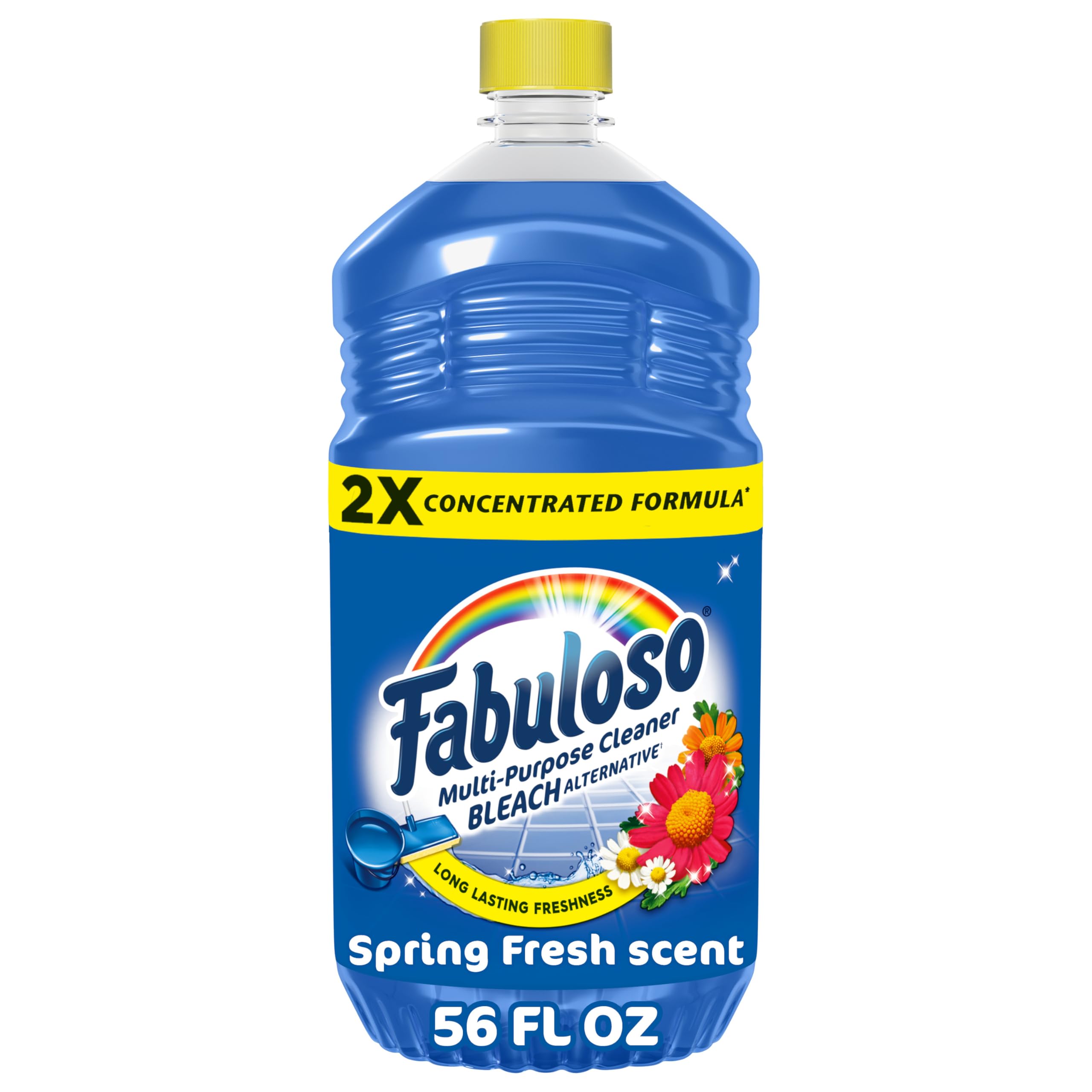 Fabuloso Multi-Purpose Cleaner and Floor Cleaner, 2X Concentrated Formula, Long-Lasting Freshness, Spring Fresh Scent, 56 oz