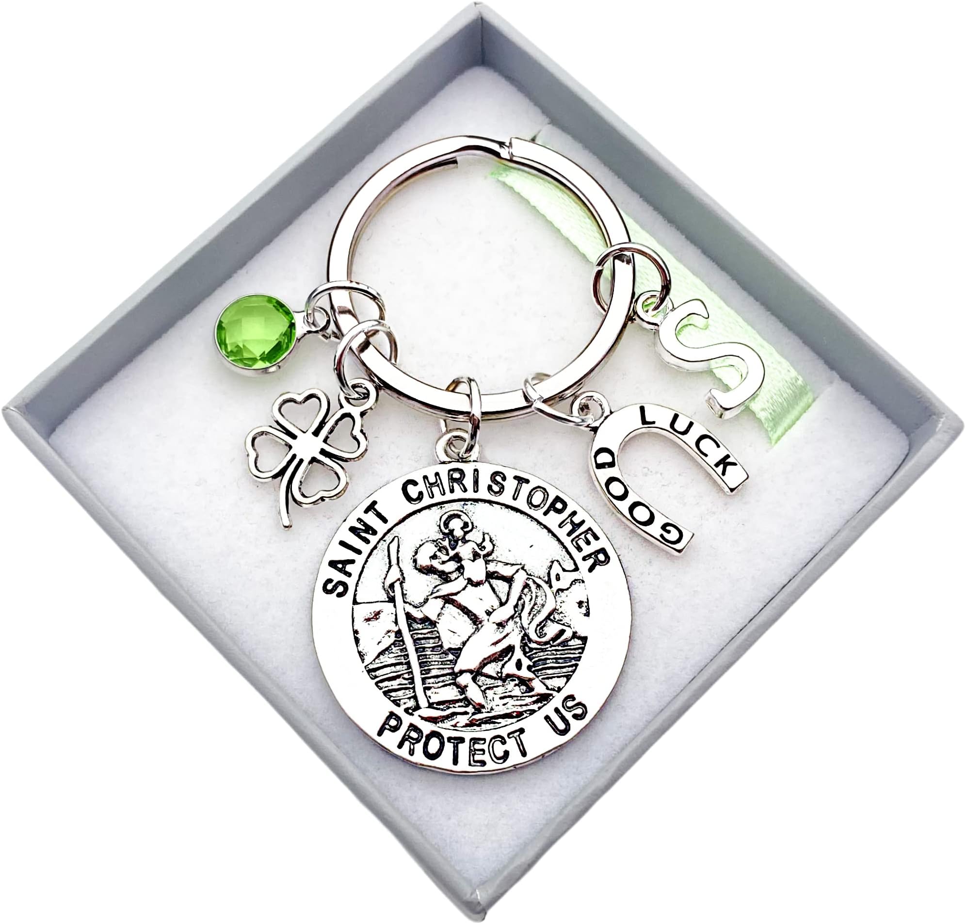 St Christopher Gift. Personalised. Travelling. Emigrating. Good Luck. Cabin Crew. Protection Gift. St Christopher Keyring.