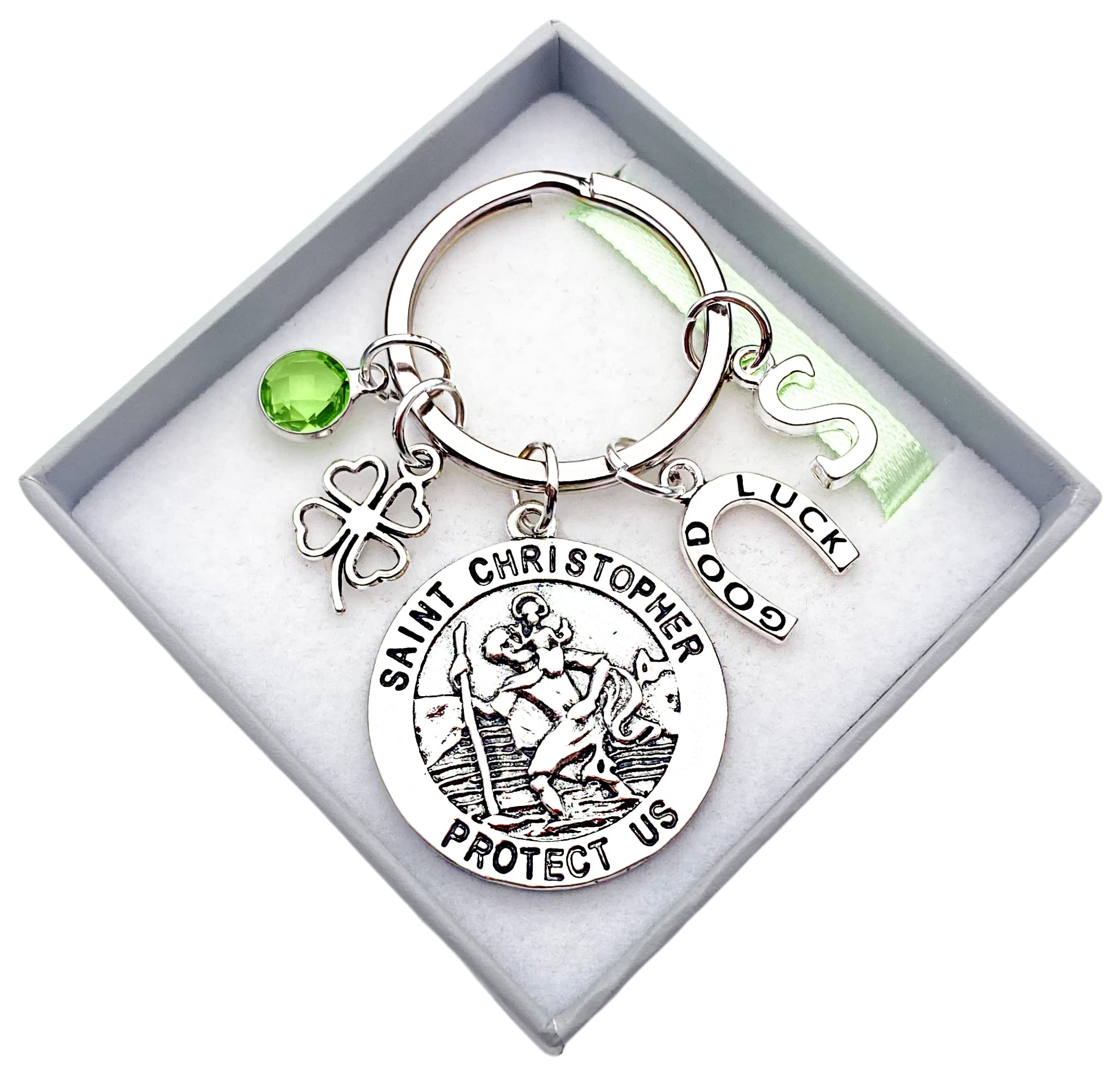 St Christopher Gift. Personalised. Travelling. Emigrating. Good Luck. Cabin Crew. Protection Gift. St Christopher Keyring.