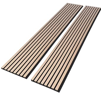 Acoustic Wood Slat Wall Panels - Modern Wooden Panel for Wall, 3D Fluted Sound Absorbing Panel with Wood Finish, Noise Cancelling & Absorbing Wood Panels, 94.49 x 13 x 0.82 (2Pcs) (Oak/Laminate)
