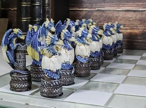 Miniatura 8 de Ebros Gift Coloridos lados rojos y azules pintados a mano de fantasía medievales de fantasía de mazmorras y dragones, piezas de ajedrez de resina