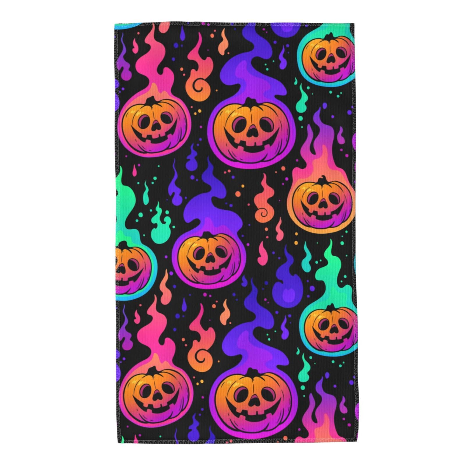 FJQWKLF Burning Pumpkin Super Soft Hand Towels 27.5x15.7inch Multi-Purpose Skin-Friendly Absorbent Thin Bathroom Towels