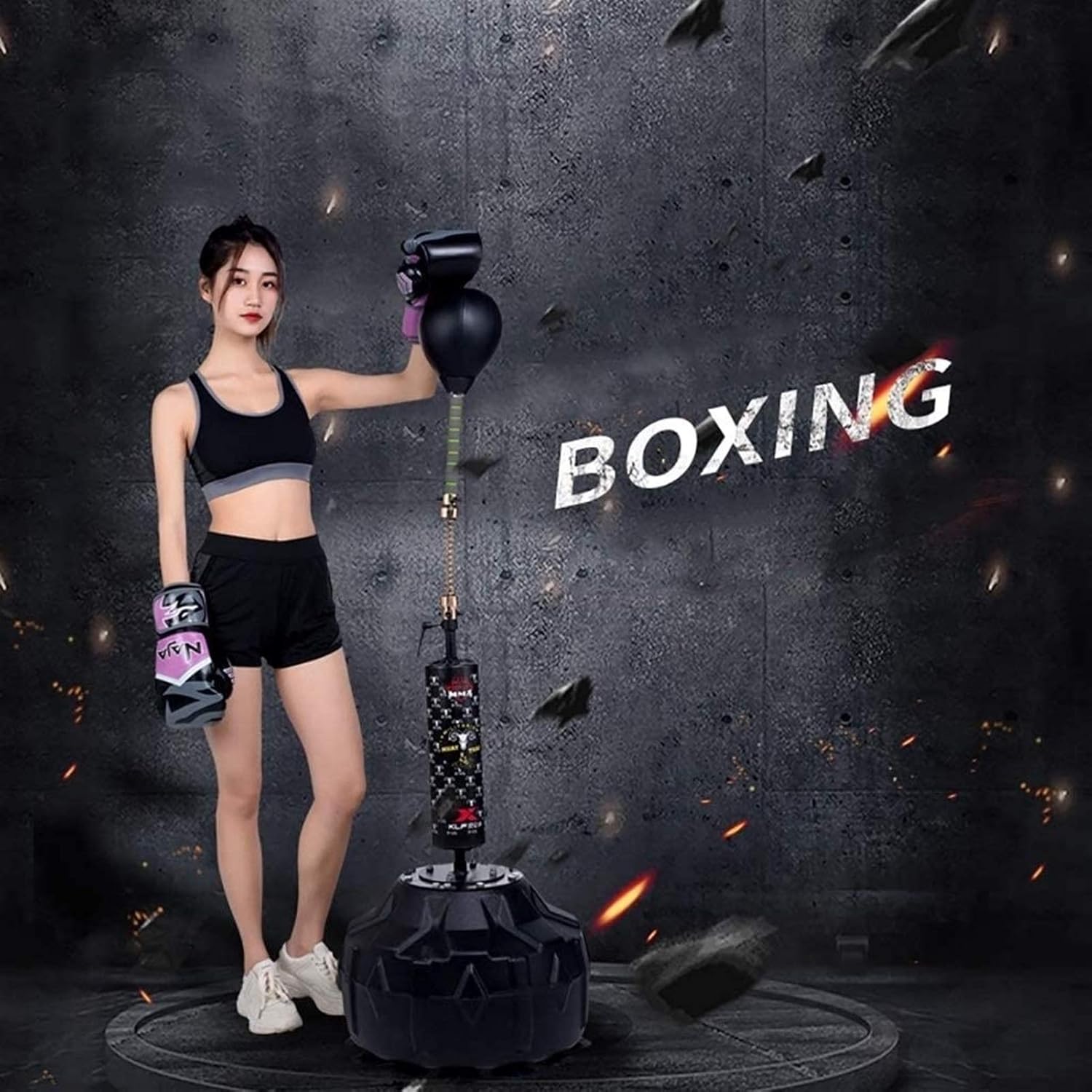 Free Standing Speed Punching Ball Speedball Punch Bag with Adjustable Height, Heavy Stand Punching Bag with Strong Suction Cup Base Portable Training Target Base Boxing Speed Trainer