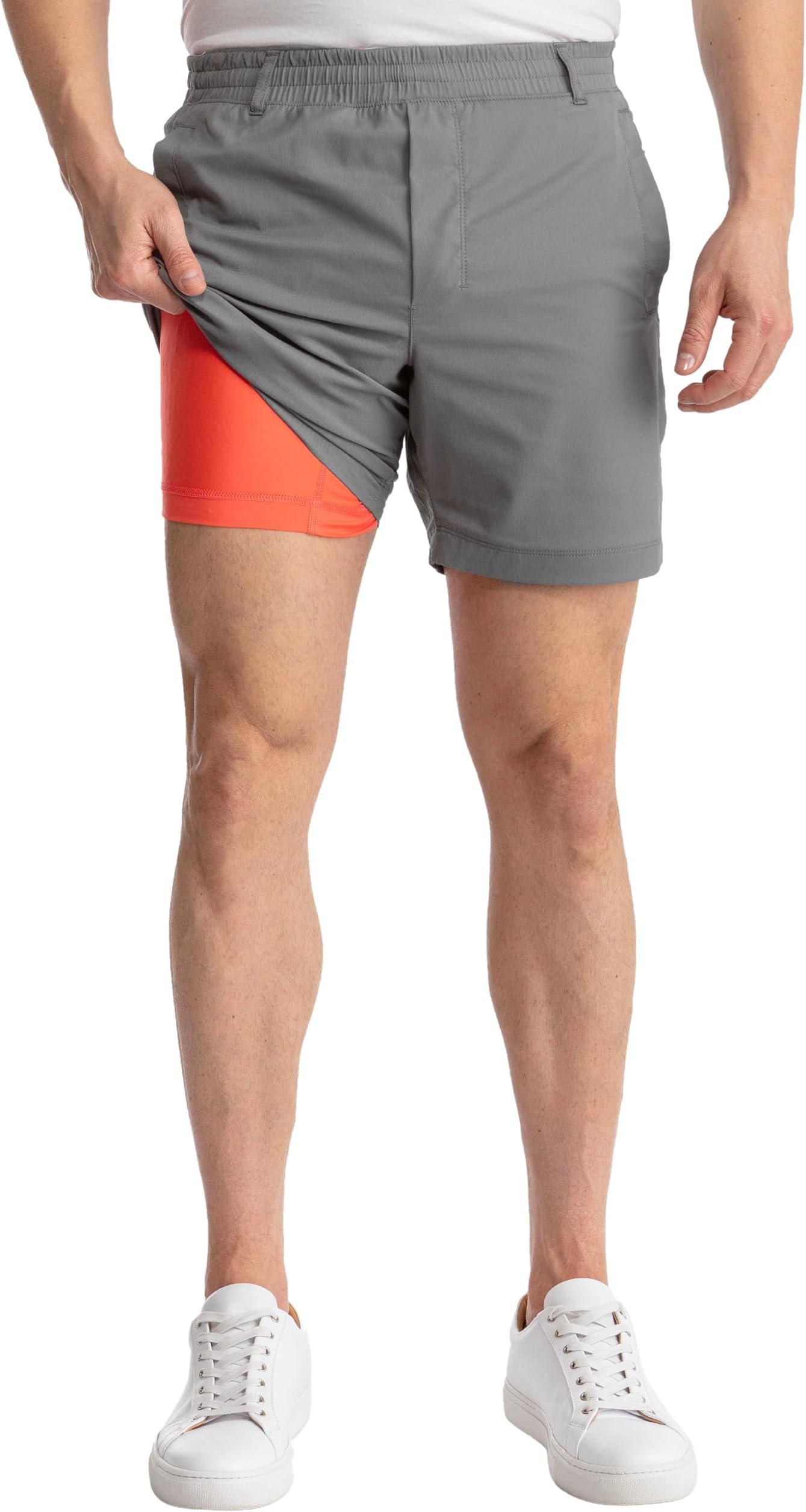 birddogsMens Khaki Shorts โ Casual, Slim Fit, Stretch Shorts with Built-in Liner for Comfort โ Regular Length, 7โ Inseam