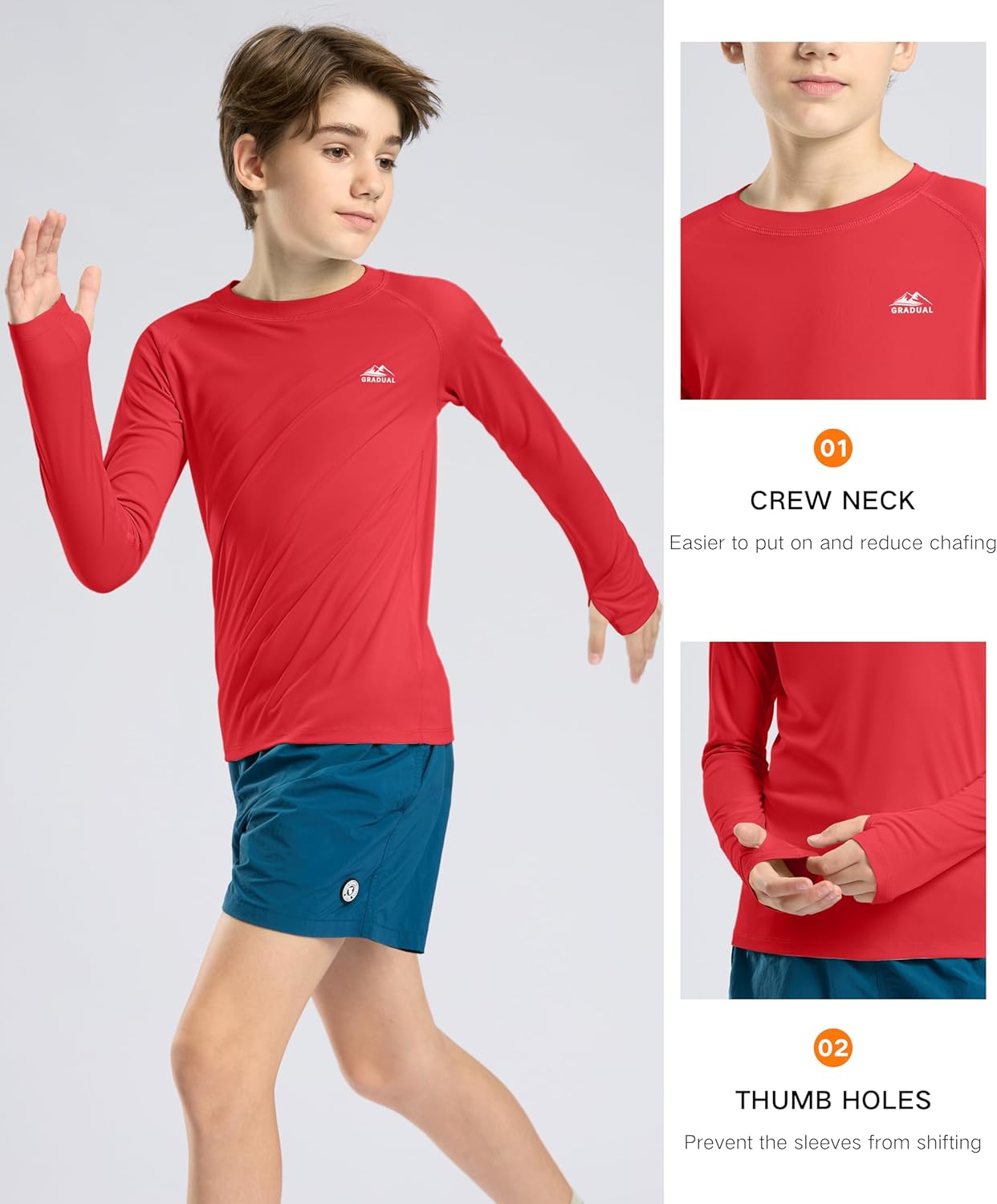 Boys Swim Shirt Long Sleeve Rash Guard UPF 50+ Sun Protection Shirts Quick Dry Lightweight Water Shirts for Kids - Image 5