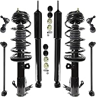 Vista 240 de Detroit Axle - Kit de puntales delanteros para Ford 2000-2004 Focus 2 puntales con muelle helicoidal 2 brazos de control inferiores con rótulas 2001