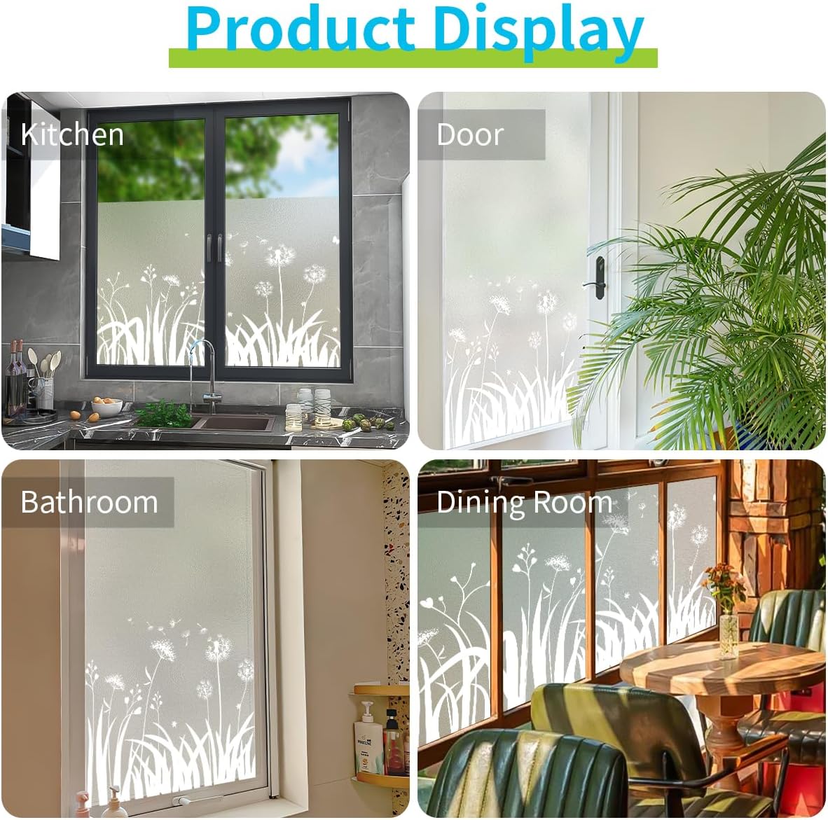 Bloss Frosted Glass Window Privacy Film with Installation Tools,Stained Glass Floral Window Clings for Privacy Decorative Windows Film for Home Living Room, Bedroom, Bathroom (29.5 x 78.7 inches)