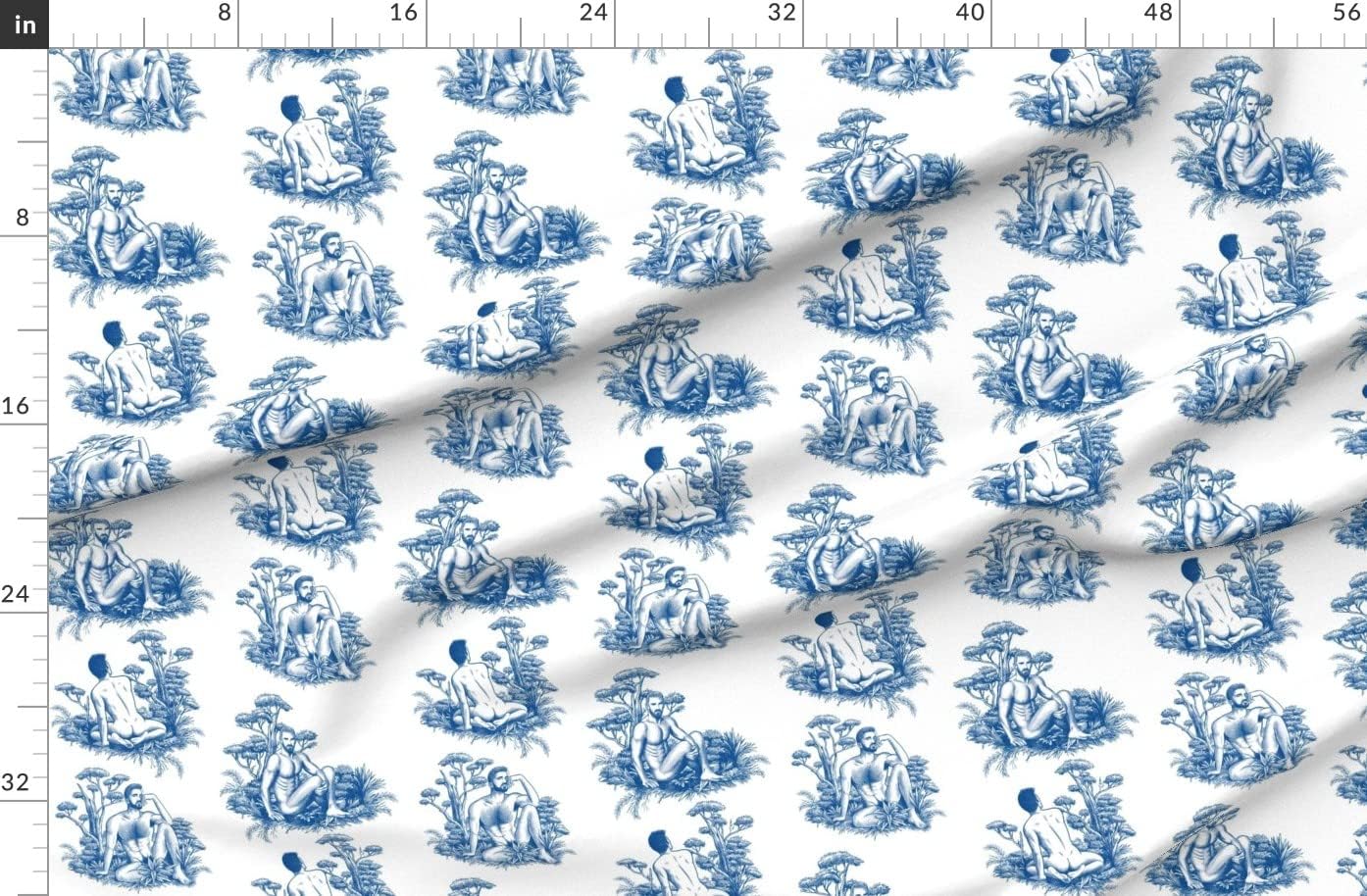 Spoonflower Fabric - Toile Men Sexy Nude LGBTQIA Pride Naked Printed on Organic Cotton Sateen Fabric by The Yard - Sewing Quilting Apparel Home Decor