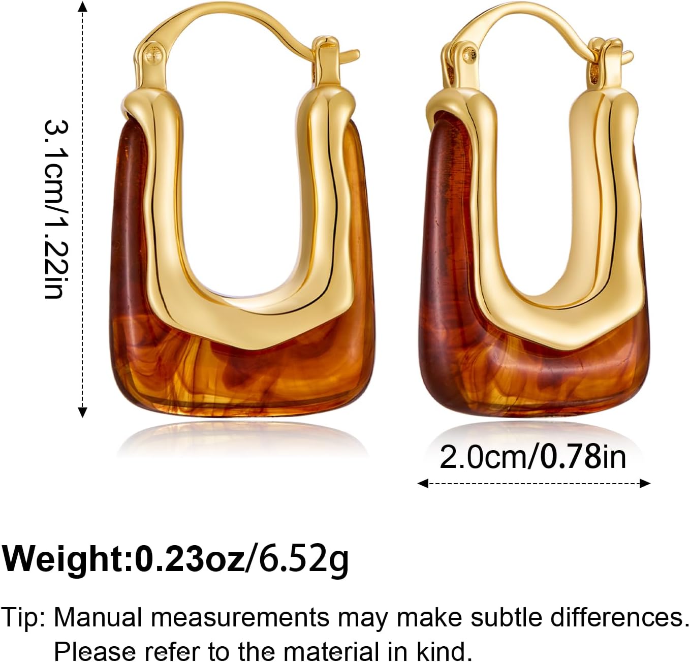 Acrylic Hoop Earrings for Women 14K Gold Plated Chunky Hoop Earrings Vintage Geometric Resin Fashion Jewelry Gifts - Image 5