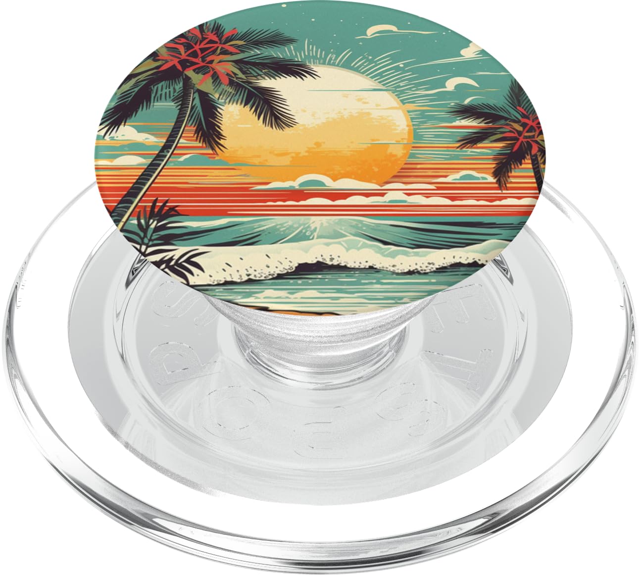 Retro Summer Palm Sun Beach Vacation PopSockets PopGrip for MagSafe