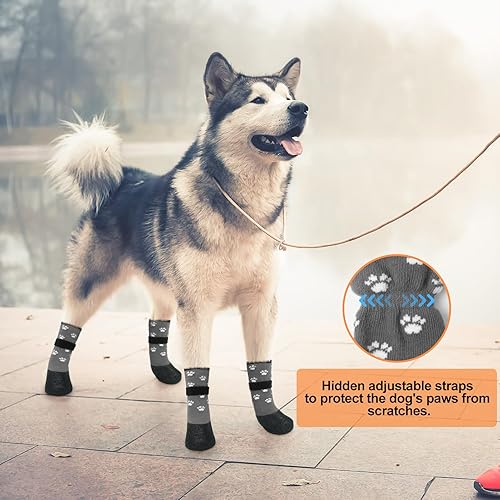 Miniatura 7 de BEAUTYZOO Calcetines antideslizantes para perros, zapatos para perros para días de lluvia en el pavimento caliente, botines de agarre impermeable