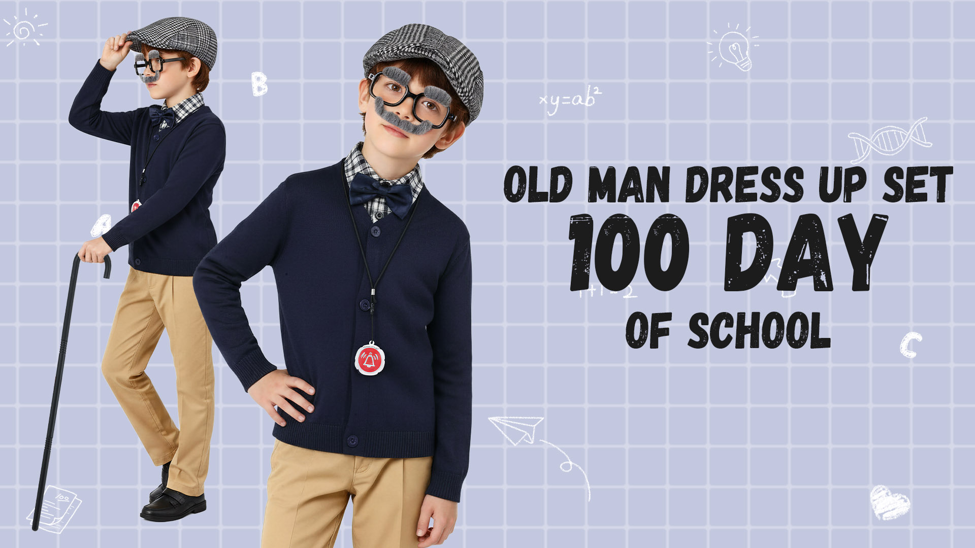 Disfraz completo de viejo para niños 5-7 años miniatura 7