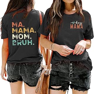 Boy Mama Shirt for Women Mama Mommy Mom Bruh T Shirts Mother's Day Funny Short Sleeve Casual Tops Tees