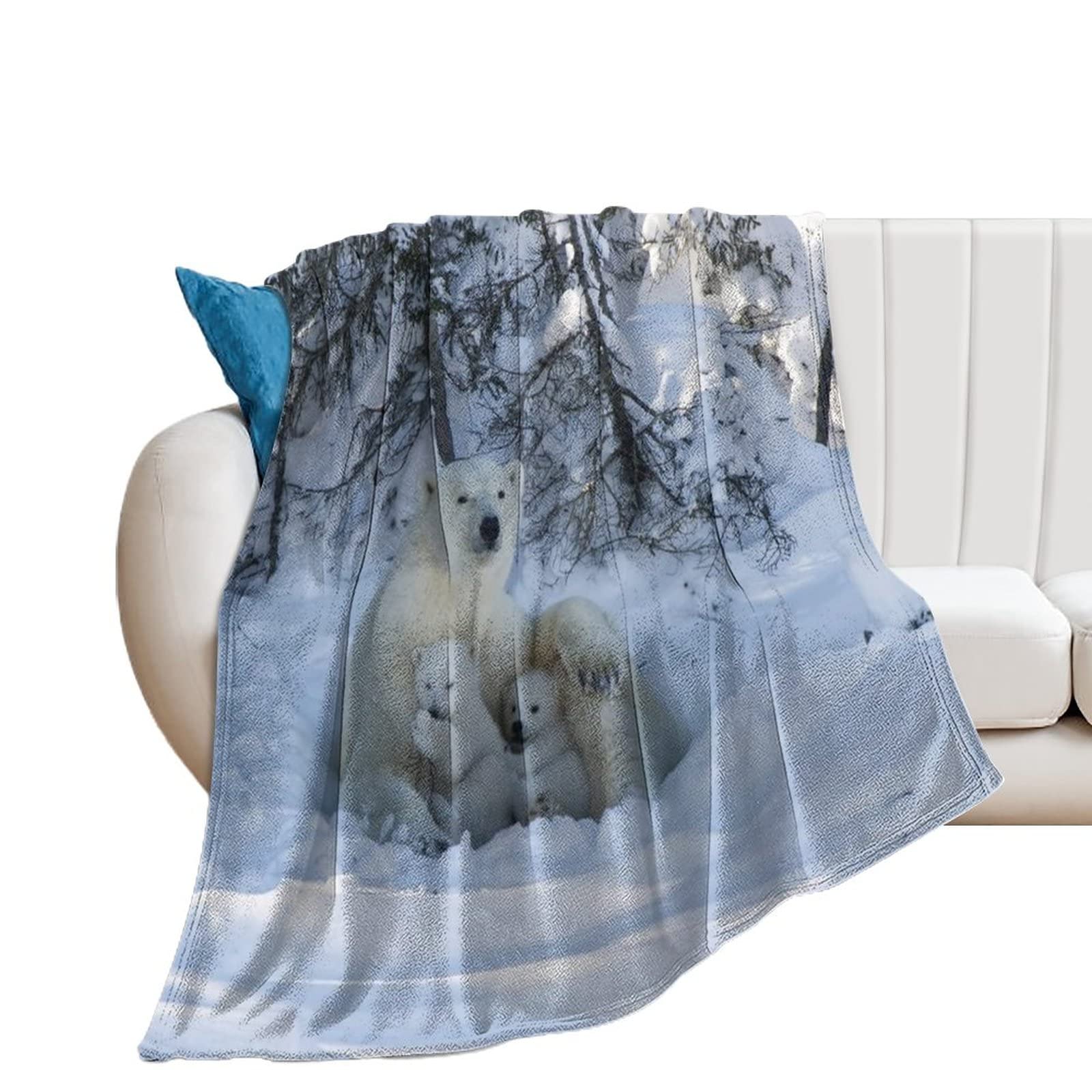 Couverture ours polaires en flanelle chaude plaid peluche pour lit