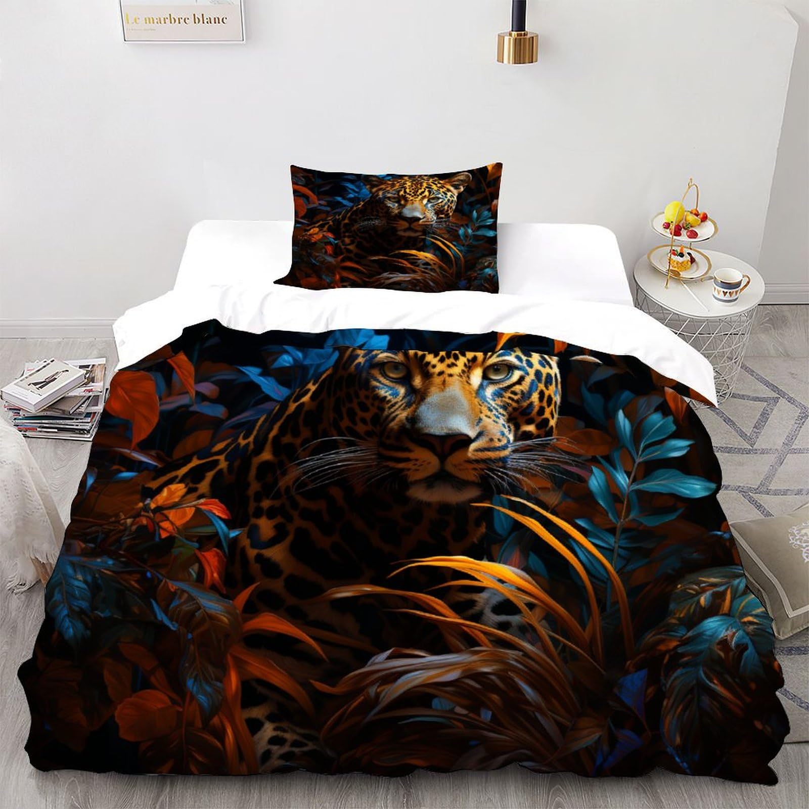 Housse de couette léopard 135x200 cm avec fermeture éclair