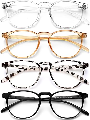 Miniatura 8 de BOSSWIN Gafas de bloqueo de luz azul para mujereshombres, paquete de 4 unidades para lectura de computadora, juegos, televisión, teléfonos, gafas