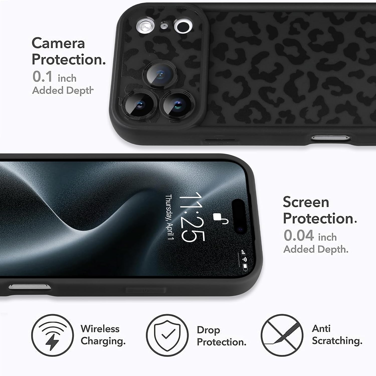 Compatible with iPhone 17 Pro Case, Cheetah Print Shockproof Soft TPU Protective Cover for Women Girls, Slim Anti Scratch Leopard Case for iPhone 17 Pro 6.3 Inch, Black