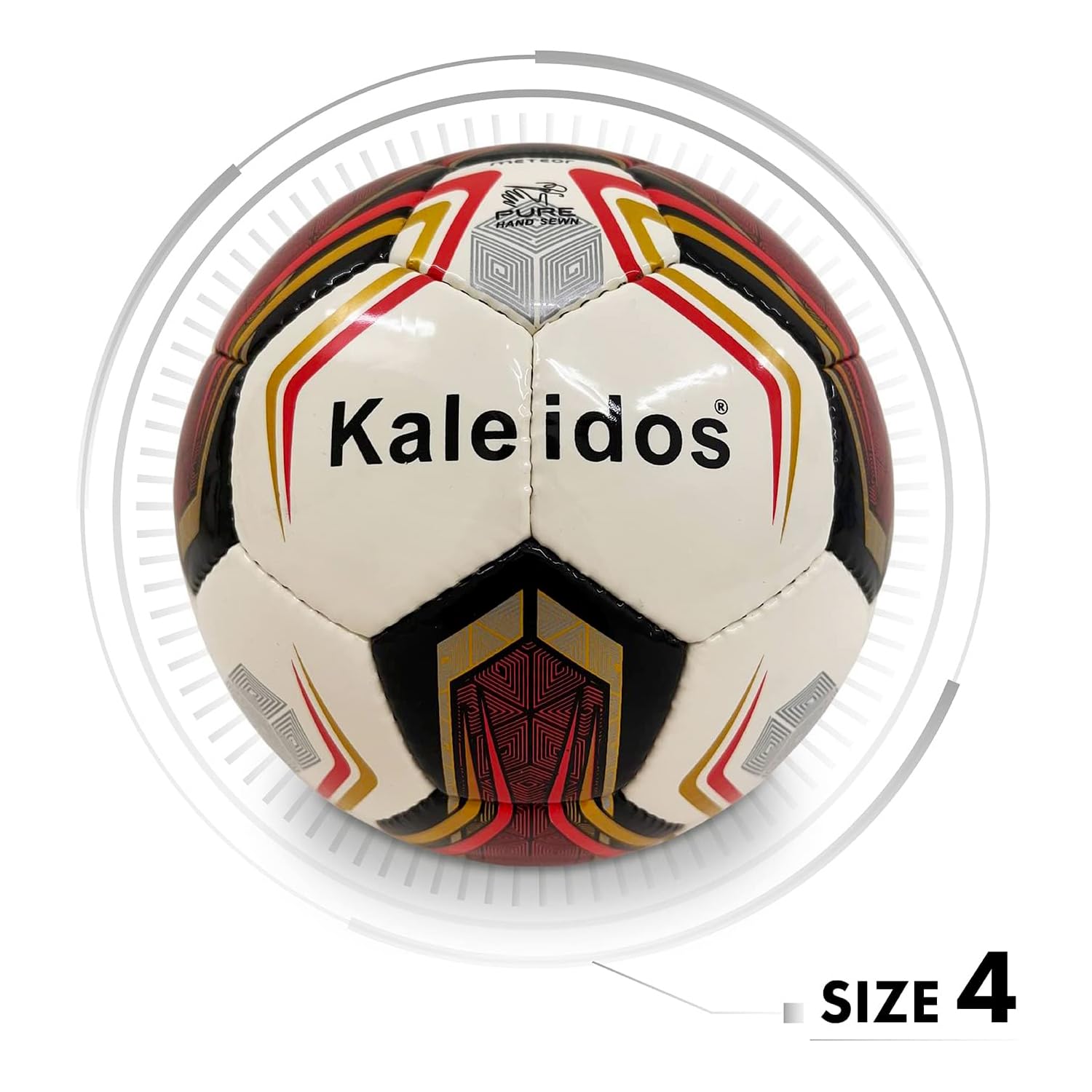 Mondo Sport - Pallone da futsal METEOR R.C. KALEIDOS - misura 4 professional - 440 g - bianco grigio oro - 13605