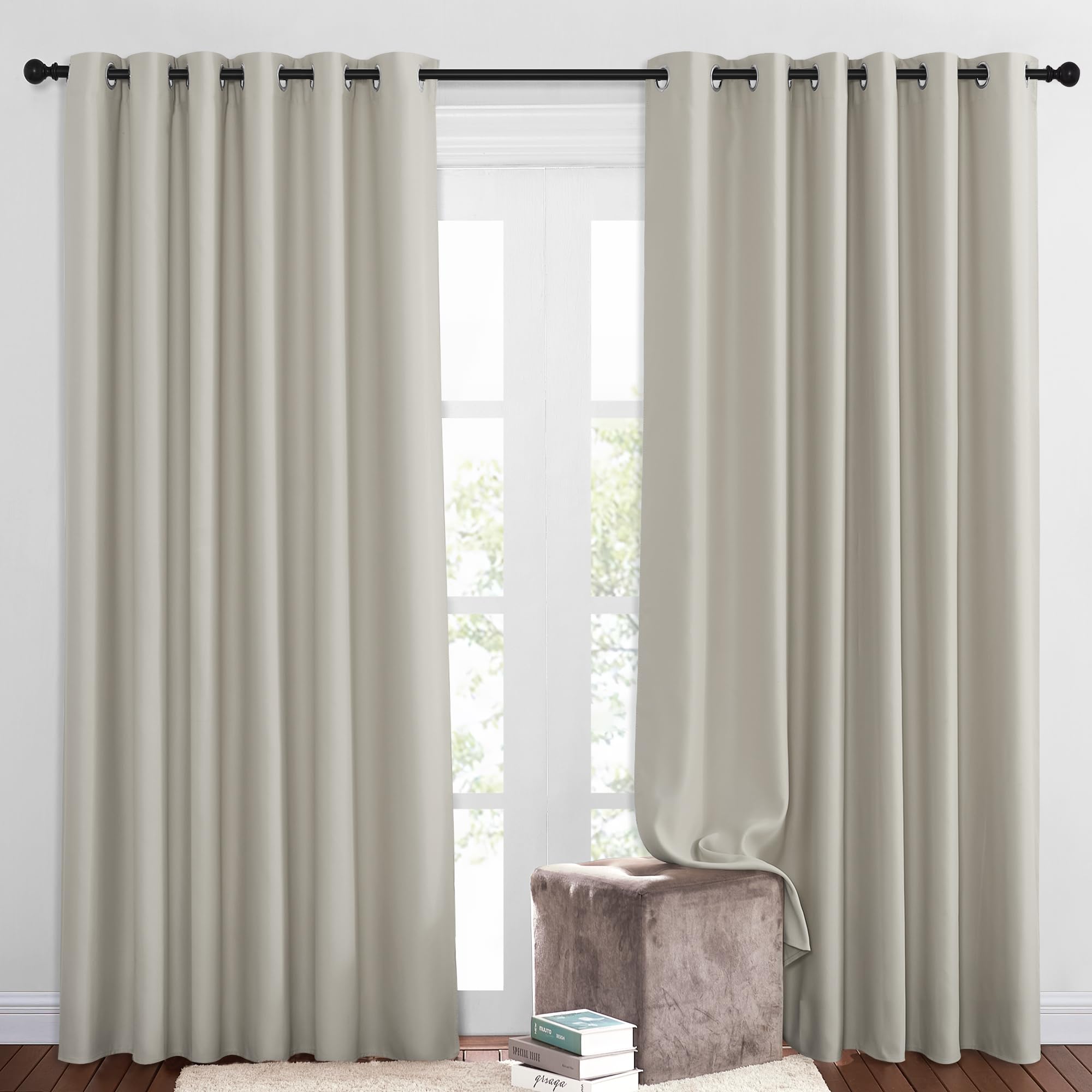 Photo 1 of NICETOWN Blackout Grommet Curtain Panels - 80"W x 84"L, Natural (2 Panels)