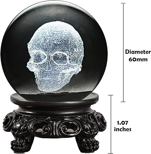 Miniatura 3 de Figura gótica de calavera de cristal para decoración del hogar, 3D grabada con láser, adornos de animales, arte para regalos góticos, 2.4 pulgadas