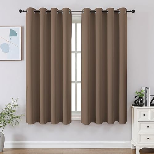 Miniatura 32 de CUCRAF Juego de 2 paneles de cortinas opacas negras de 54 pulgadas de largo, cortinas de oscurecimiento de habitación para sala de estar y