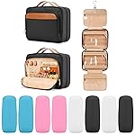 Travel Hanging Toiletry Bag for Women and Men, with 8 Leak Proofing Silicone Bottle Covers, Waterproof Makeup Accessories, Cosmetic Essentials, Cruise Ship Toiletries Bag with Jewelry Organizer, Black