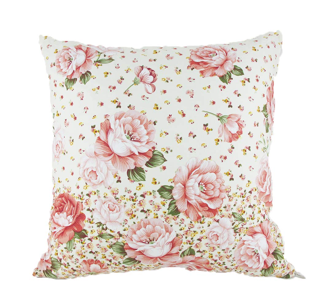 goldenapplestore - 18 x 18 Beige Flower Floral Cotton Decorative Soft Throw Pillow Case Sofa Pillowcase Pillowslip Cushion Cover w Zipper