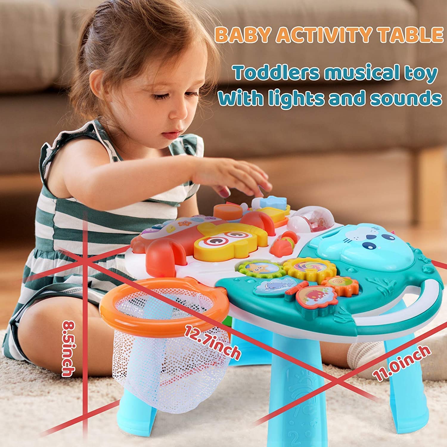 Arcanine Baby Sit to Stand Learning Walkers & Activity Table, 2 in 1 Early Education Activity Center, Cute Seals Crab Musical Toys Balls for Toddlers Infant Boy Girl 9-18 Months 2