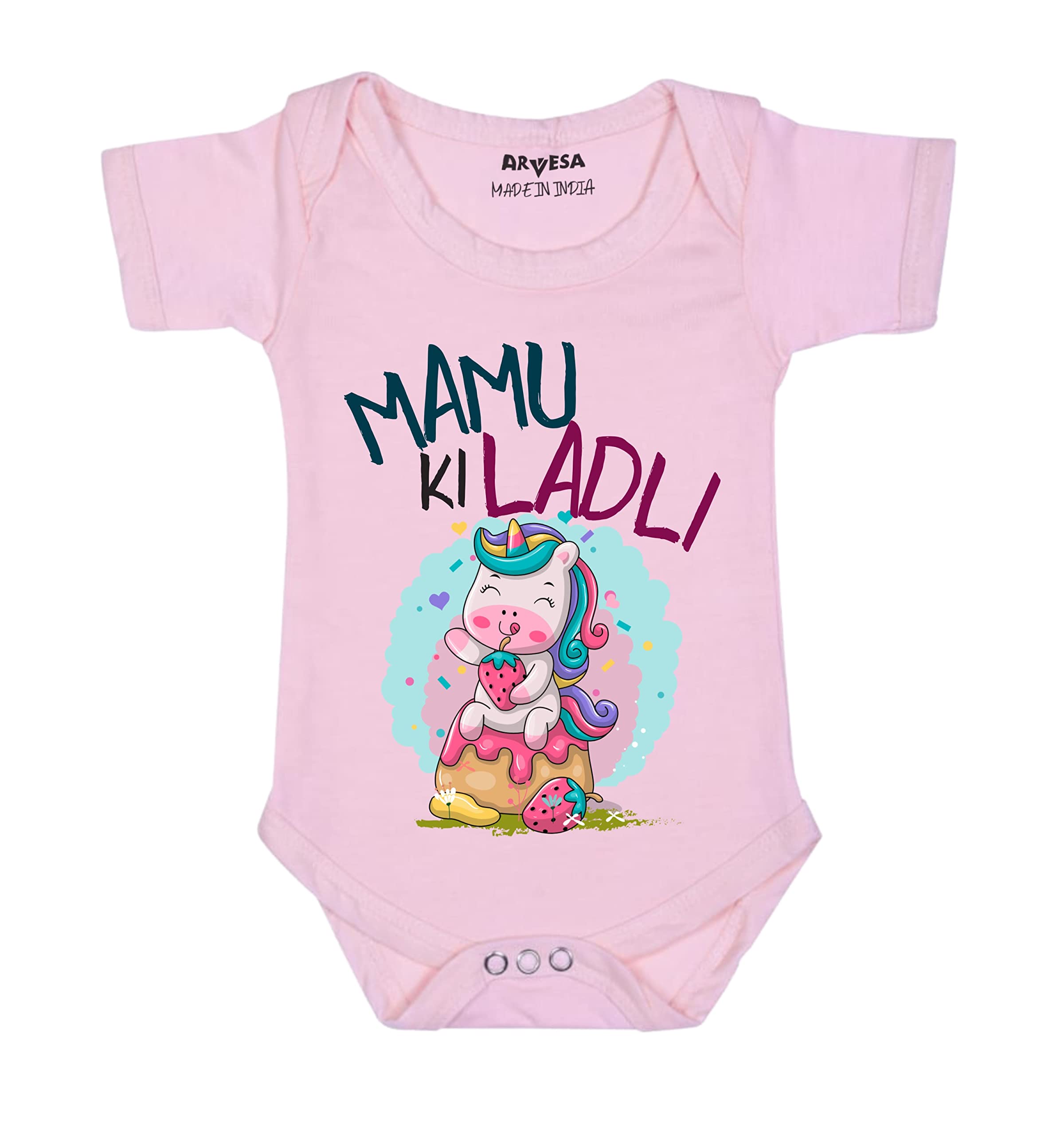 ARVESA Mamu Ki Ladli R-1172 White 0-3 Months Romper for Baby Boy & Girl dress