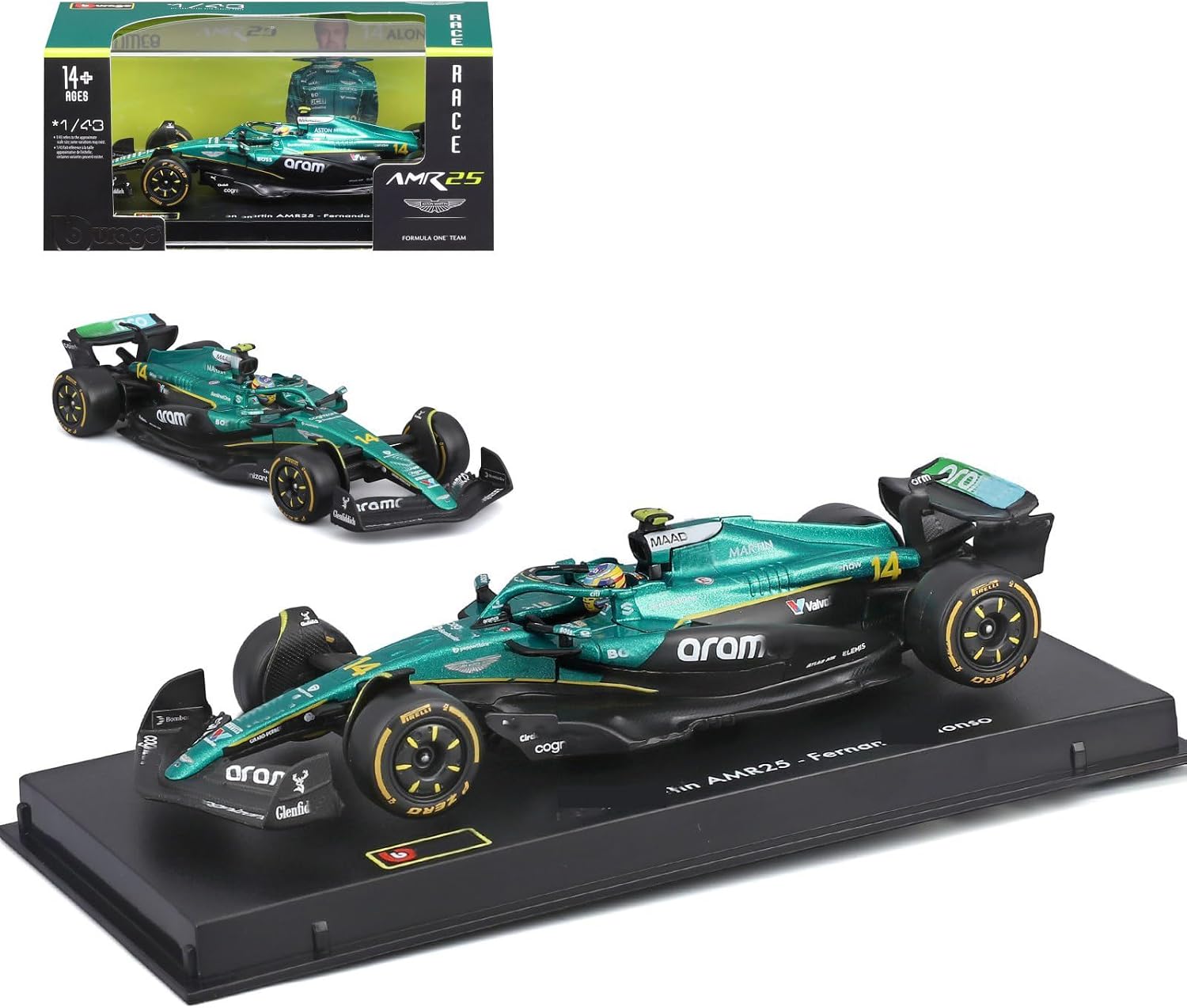 HTLNUZD 2025 1/43 F1 AMR25#14 Alloy Race Formula Car Miniature Adult Diecast Model Gift (Deluxe Version)