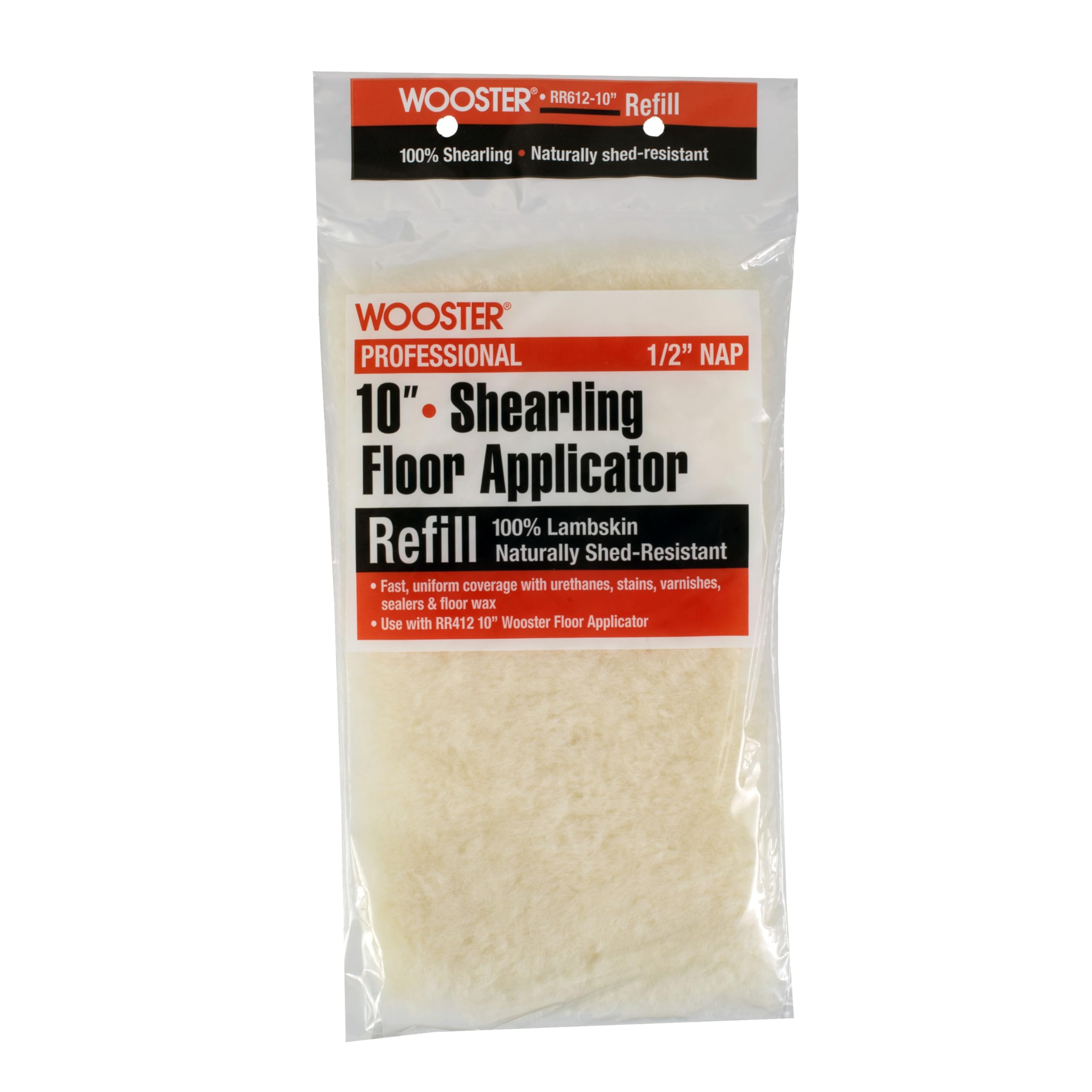 Wooster RR612-10 Wool Shearling Floor Applicator Refill 1/2" Nap 10"