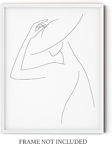 Miniatura 5 de Abstract Fashion Hat Tip  Woman One Line Silhouette - 11x14 UNFRAMED Black and White Art Print of Nordic Modern Contemporary Female Form Line