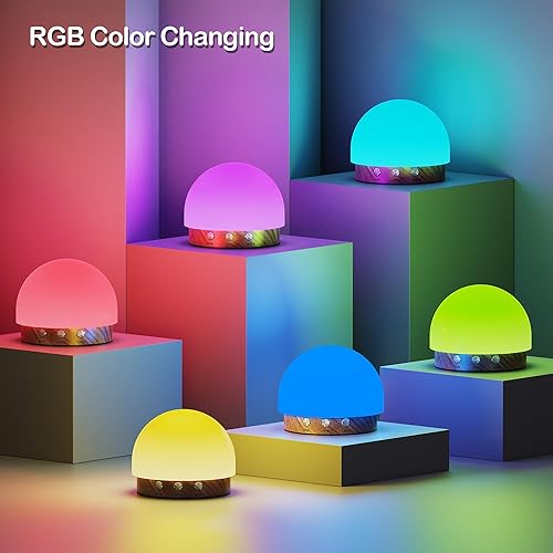 Miniatura 2 de Lámpara de mesita de noche, modo de sincronización de música y modo RGB Lámpara de noche regulable para dormitorio, lámpara LED de silicona con