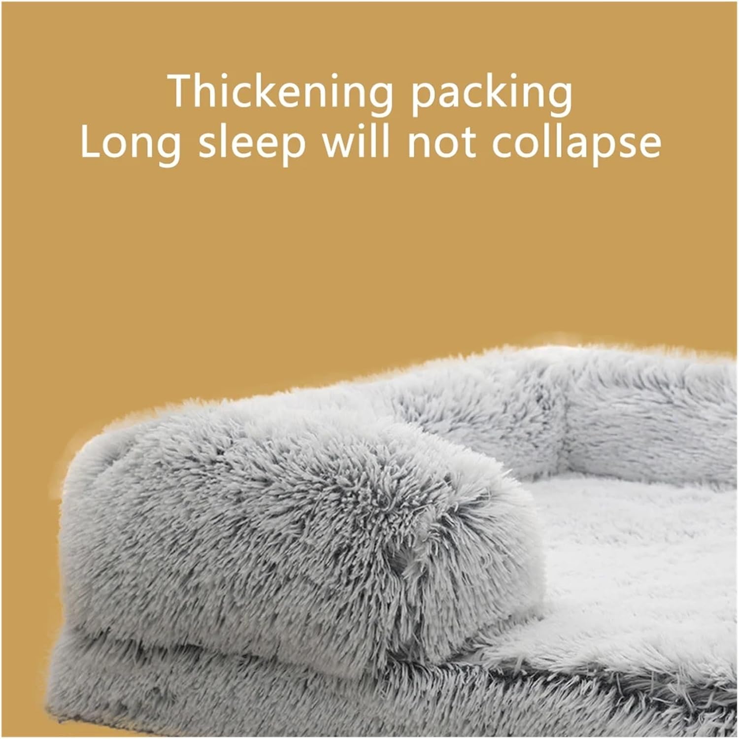 Half Surround Dog Bed Soft Square Pet Cat Sofa Full Filling Medium Kennel Plush Cushion House(Light Gray,Small)