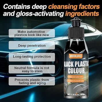 Car Plastic Restorer Black, Renew Protect Faded Trim Bumpers