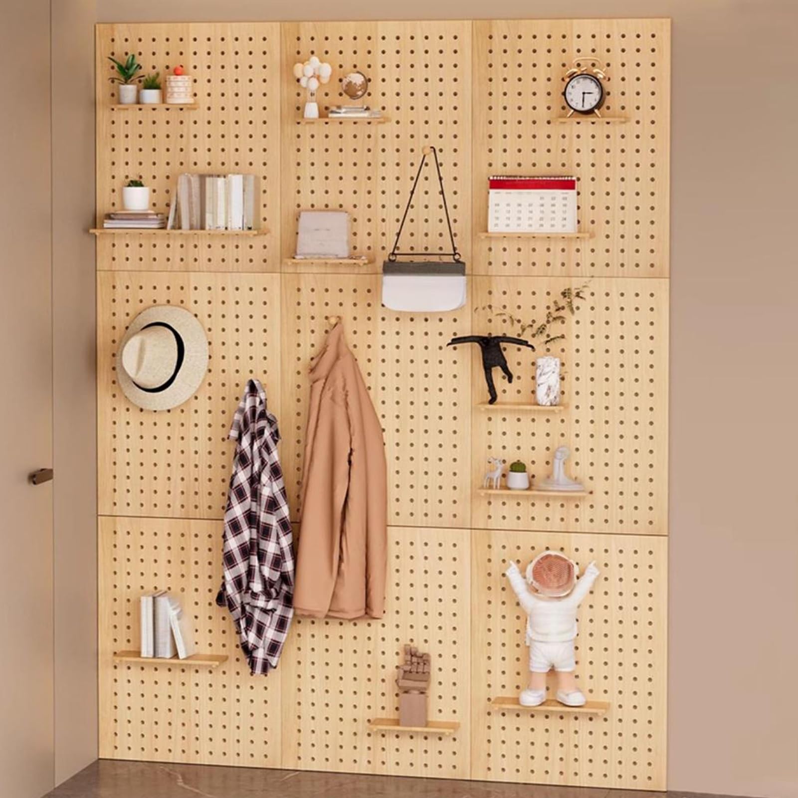 Stecktafel aus Holz für Wohnzimmer, Zuhause, Büro, Kombiniertes Wand-Organizer-Set, Diy-Werkzeugwand Zum Aufhängen, Einfach zu Montieren