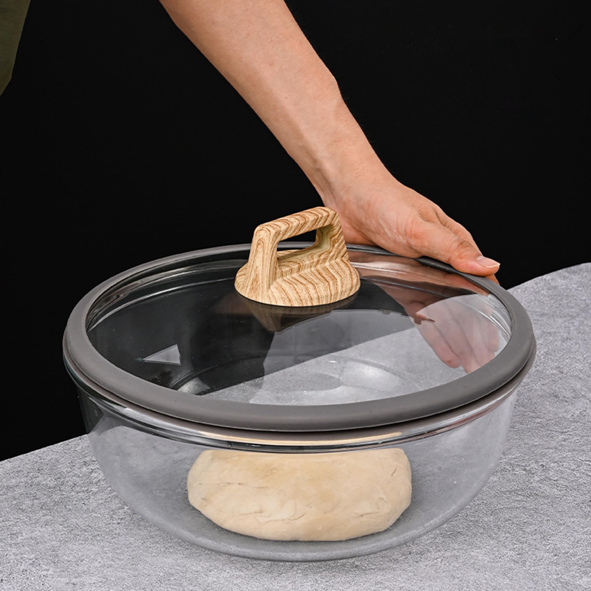 Glasschalen, 30 cm Küchenschale mit Deckel und Silikonrand, Schalen für Snacks, ofengeeignet, mikrowellengeeignet