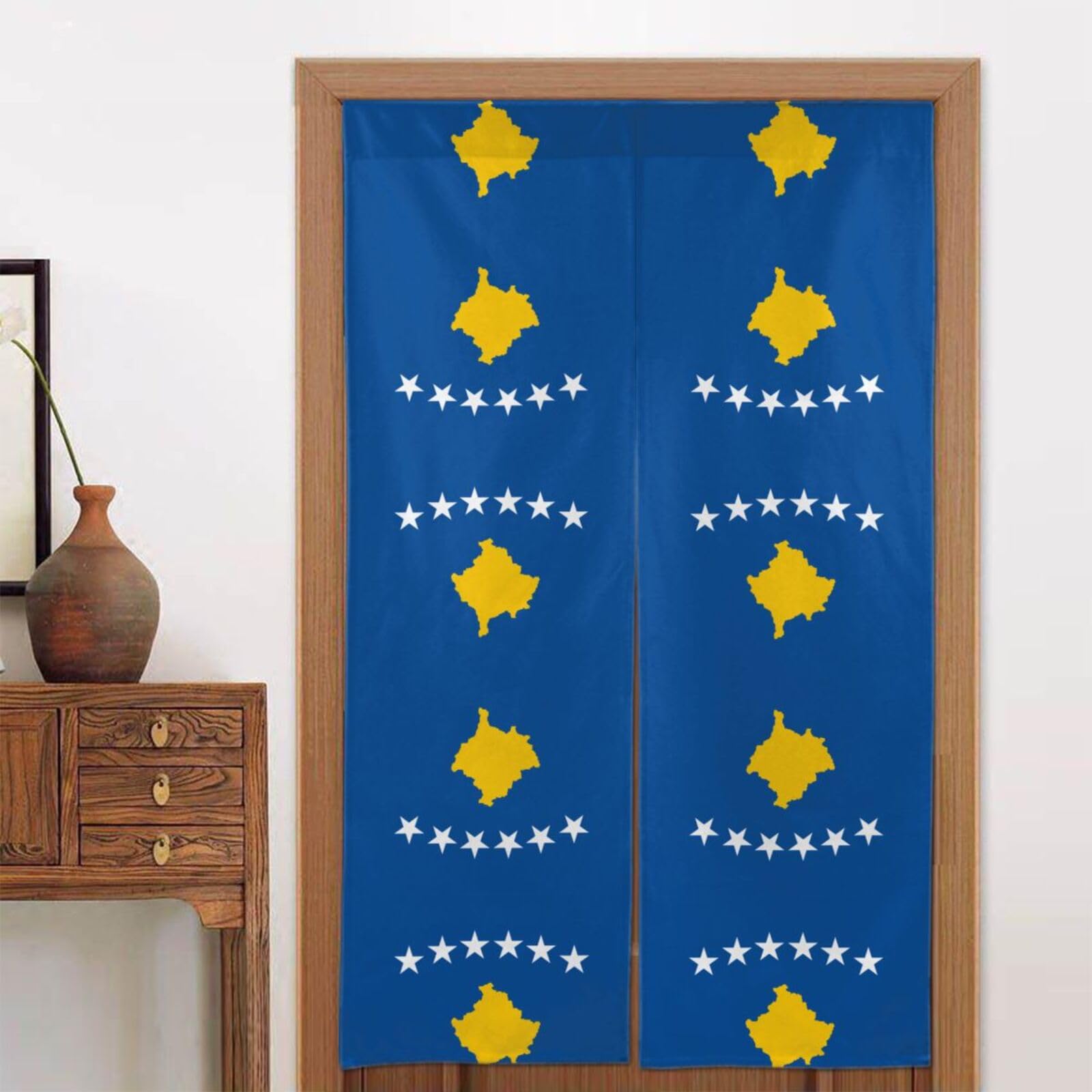 CNTDBU Flag of Kosovo Door Curtain 34x56 Inch-Room Divider Panel for Privacy, Entryway Screen for Kitchen Bedroom