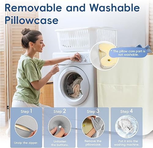 Miniatura 7 de Almohada cervical de espuma viscoelástica para aliviar el dolor, almohada cervical ajustable refrescante para dormir acogedora con funda de almohada