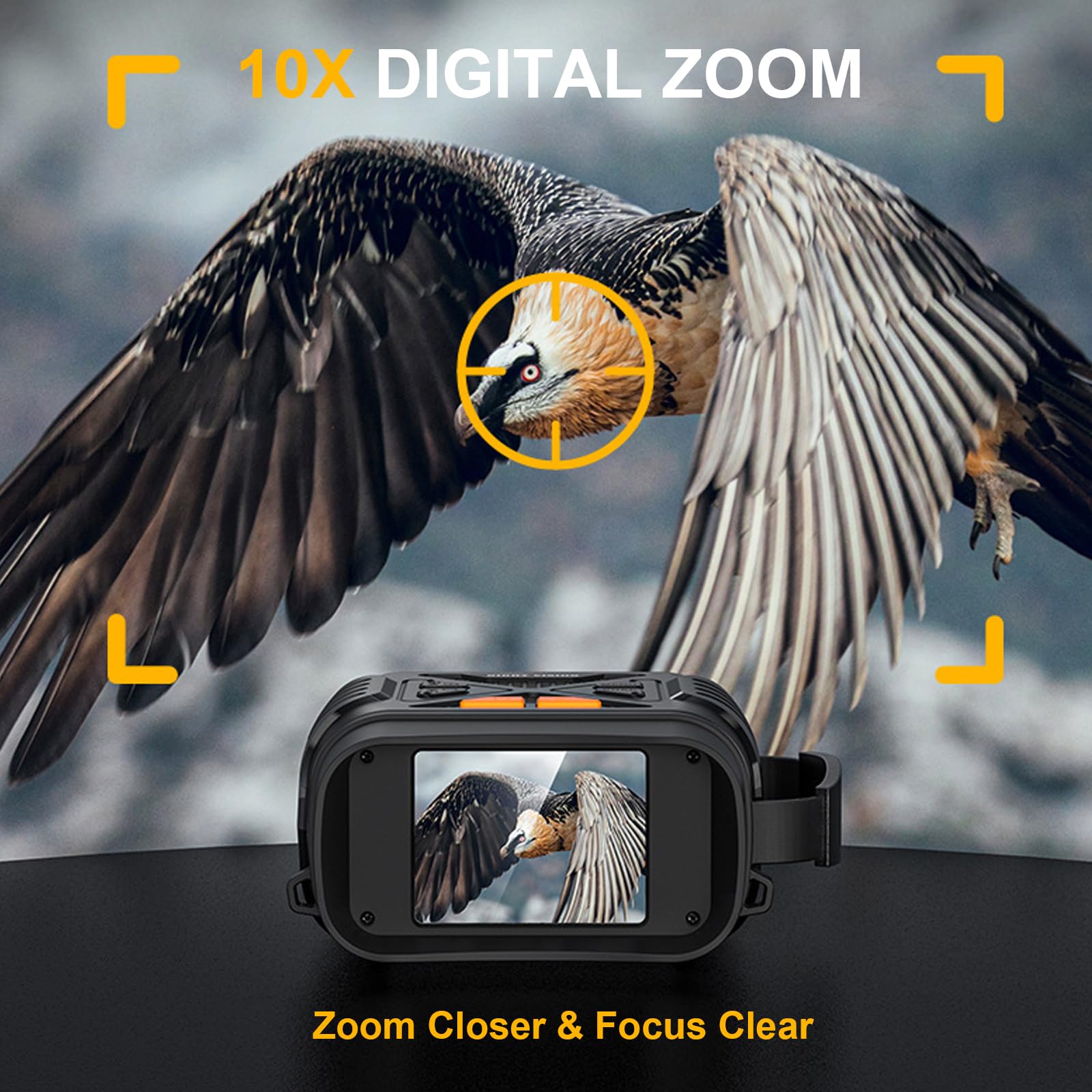 Lunettes de vision nocturne 1080p Jumelles de vision nocturne pour adultes Zoom numérique 10x 700 m Portée de visualisation 2000 mAh Rechargeable Vision nocturne Écran HD 2,8" avec carte TF 64 Go pour