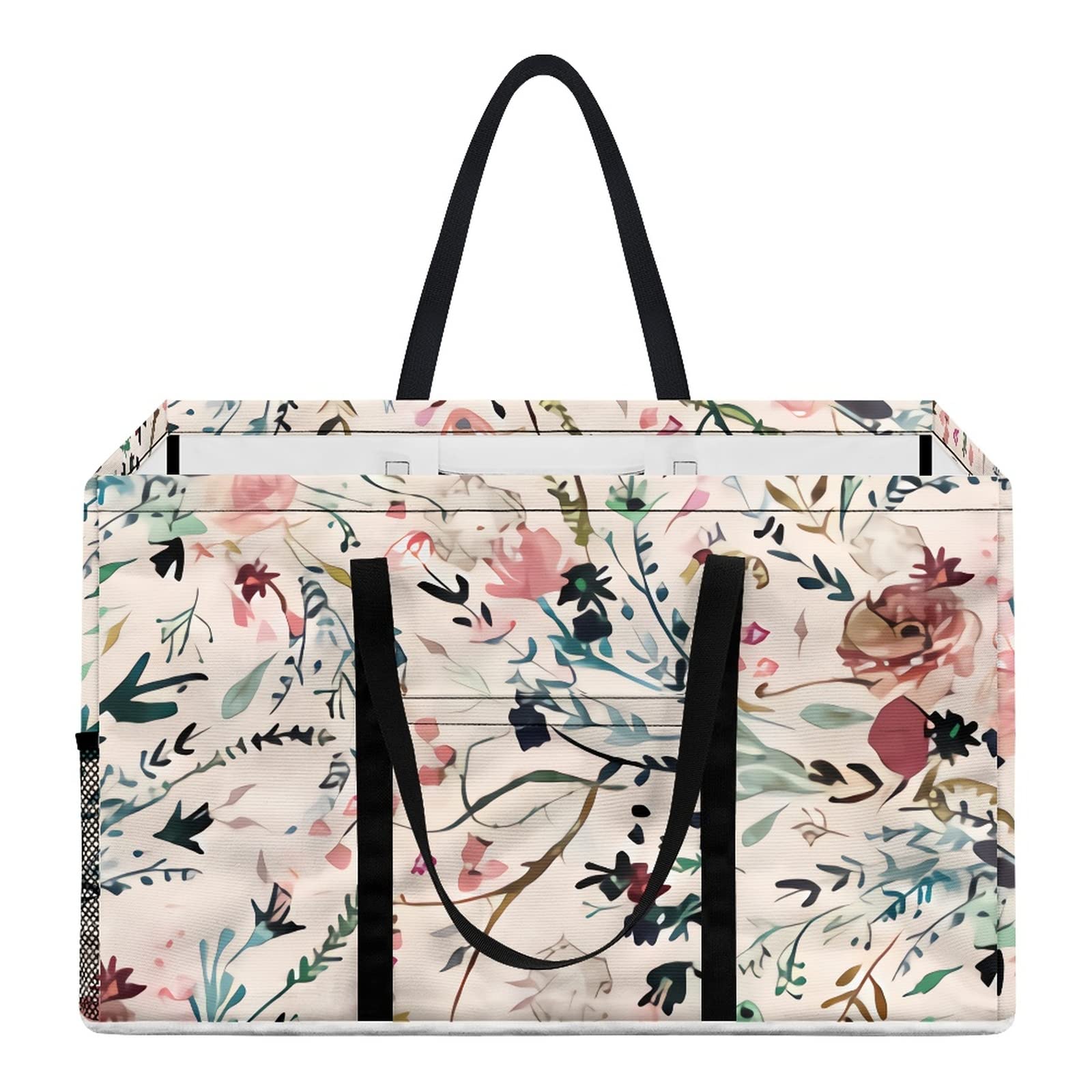 Panier pliable en toile fleurs et feuilles pour ranger le linge avec élégance