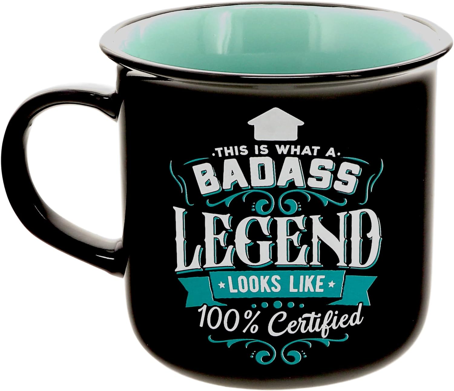 Pavilion Gift Company - Badass Legend - Ceramic 13-ounce Campfire Mug, Double Sided Coffee Cup, Sarcastic Mug, Sassy Gifts For Women, 1 Count, Black/Teal - Image 7
