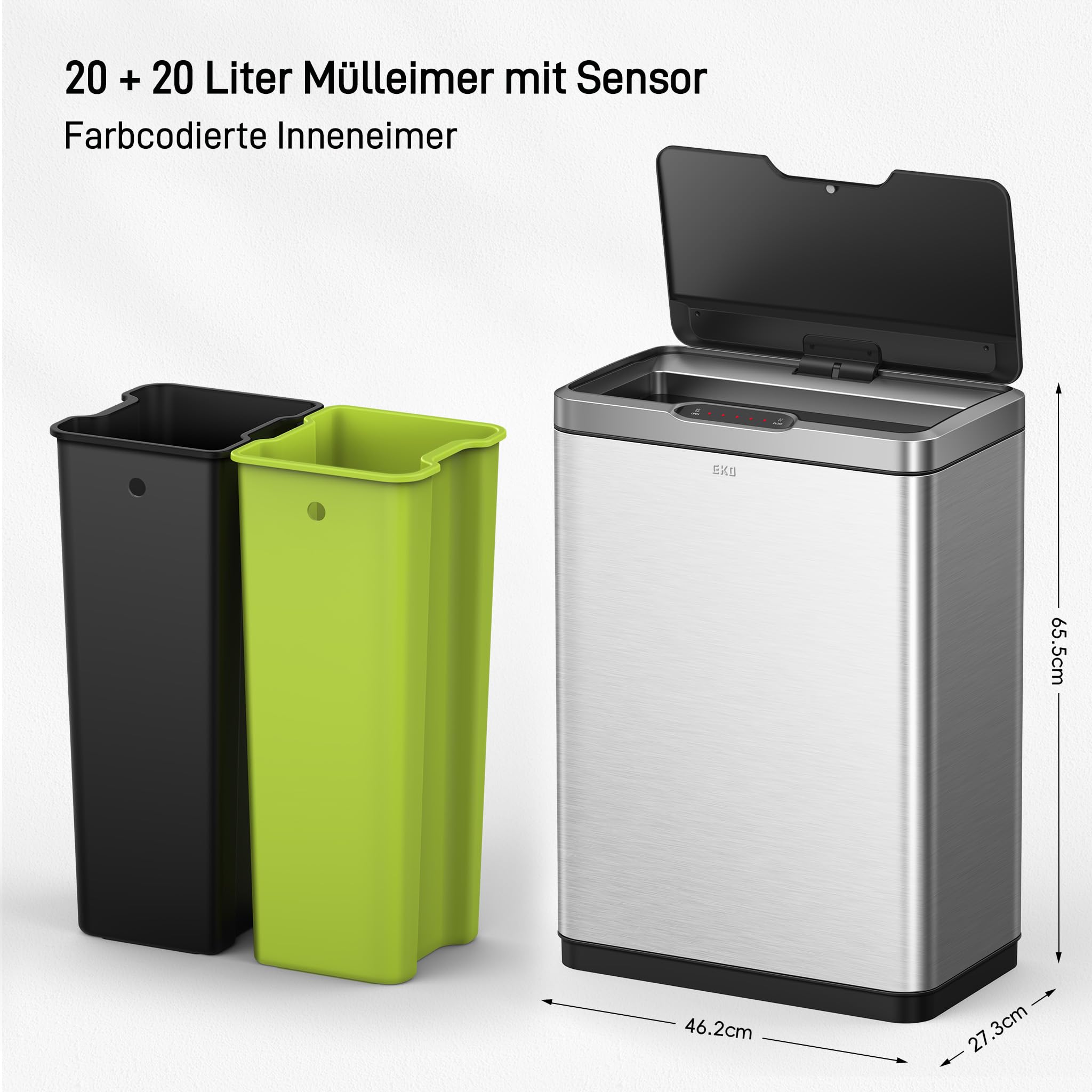 Eko Sensor Mülleimer 2 Fächer 30L – Bild 2