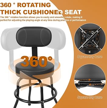 Guitar Stool with Backs, Black