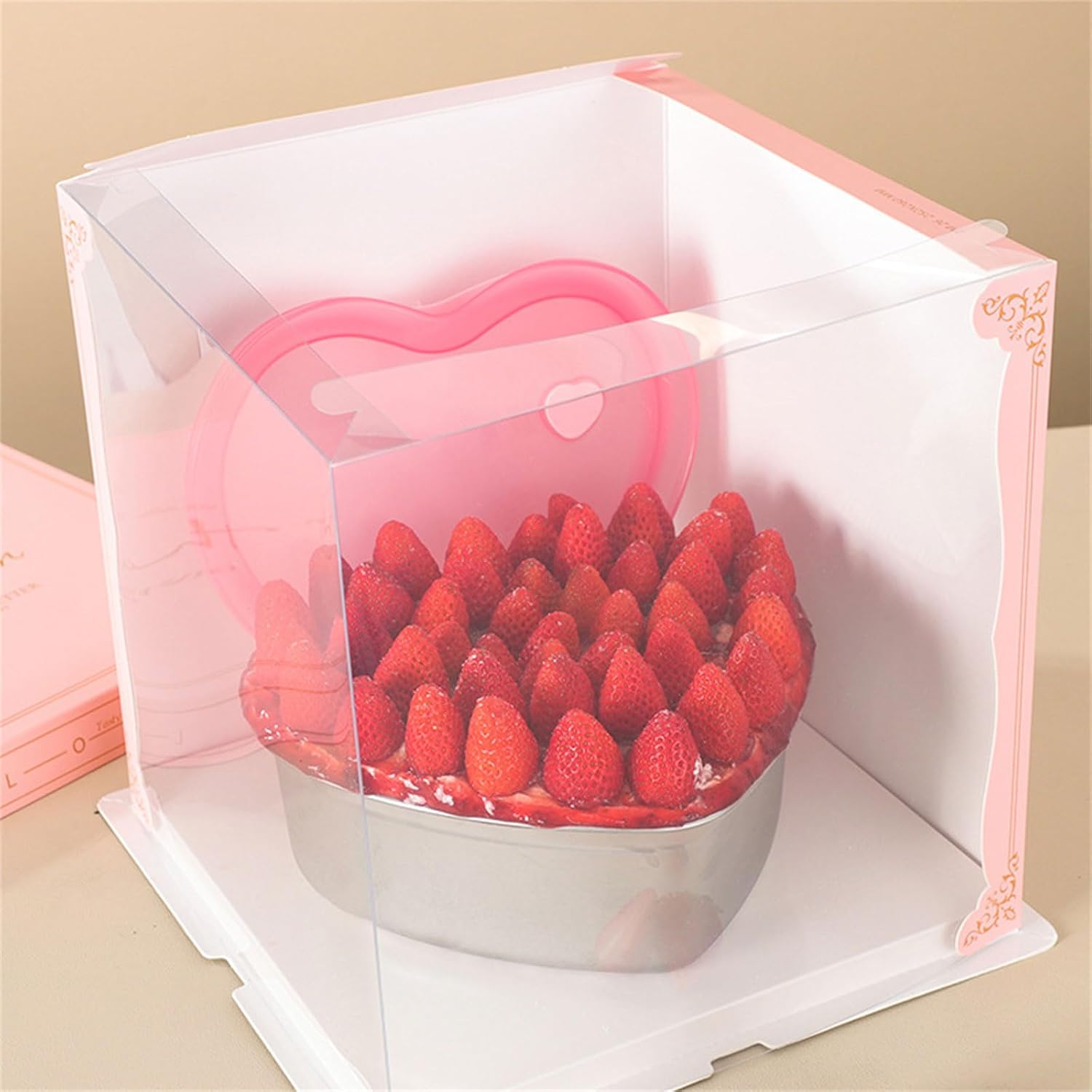Practical Stainless Steels Container Strawberry Cake Storage Bowl with Heart Designs for Home and Kitchen Use Heart Designs