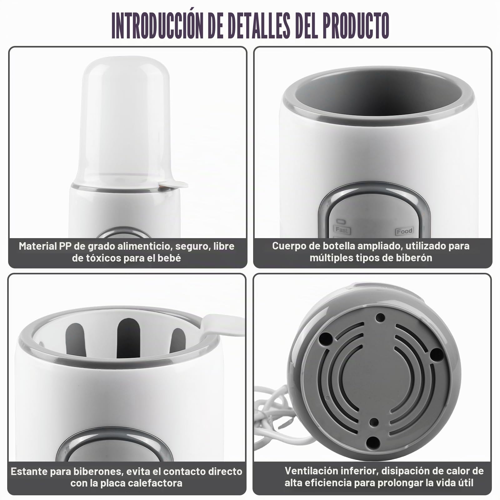 Calentador de biberones para bebé 8 en 1, multifuncional con control de temperatura, descongelar, mantener caliente, protección contra sobrecalentamiento, para todo tipo de biberones, 220 V