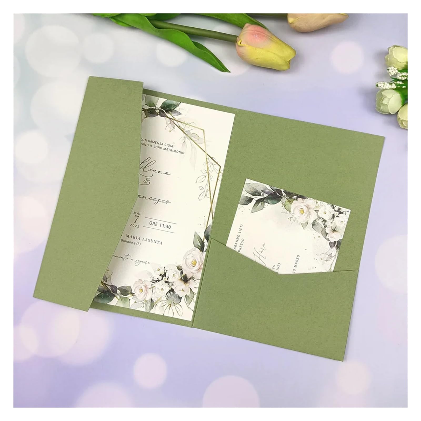 Koperty na zaproszenia, Invitation Card And Envelope Set 30pcs Laser Cut Tri-fold Multicolor(Pink Rose Gold,Blank set)