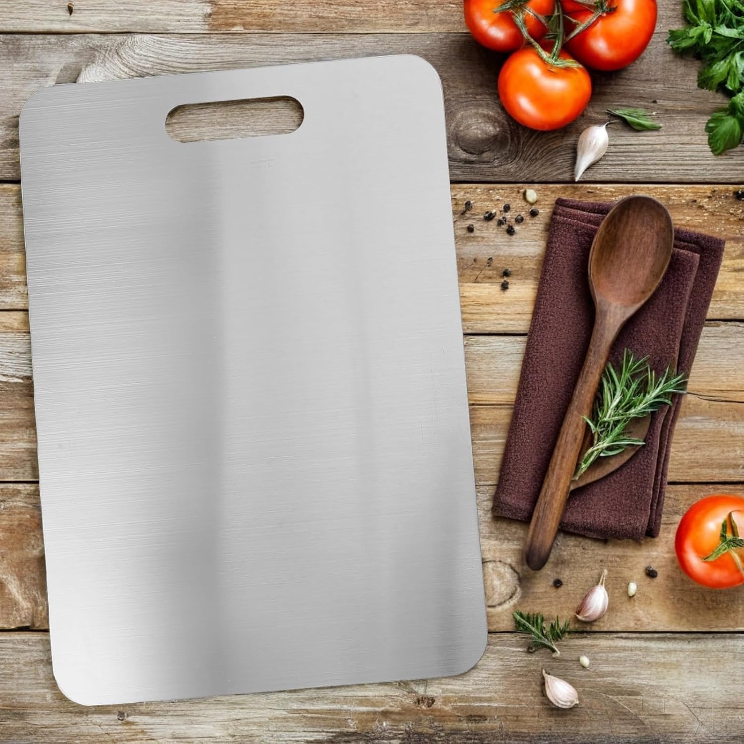 Double-sided Cutting Board Set Thickened Construction 3pcs Stainless Steel with Stable and Versatile Design and Chopping Fruits and Vegetables for Kitchen Use for Meal Prep