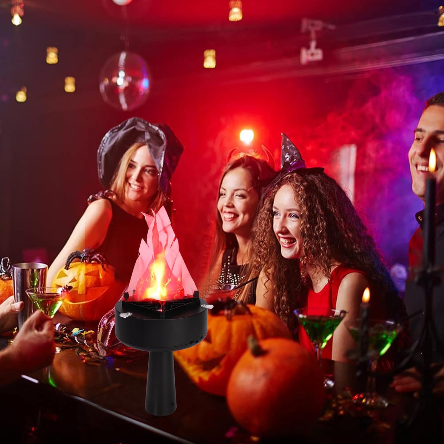 TOPCHANCES LED Fake Fire Flame 3D Flickering Fire Night Light Prop Simulated Flame Lamp for Halloween Christmas Indoor Party Decoration